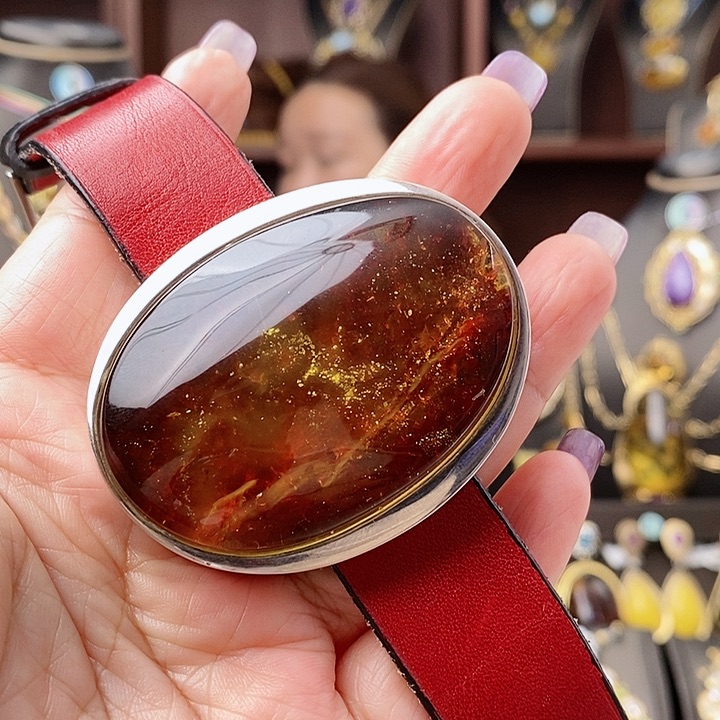 琥珀手链银S925镶嵌手表款