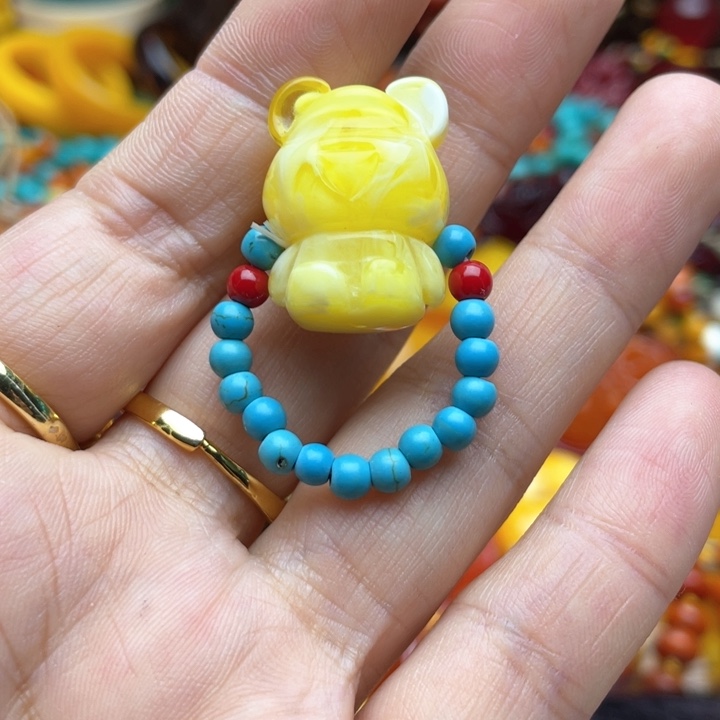 树脂制品45号小熊戒指