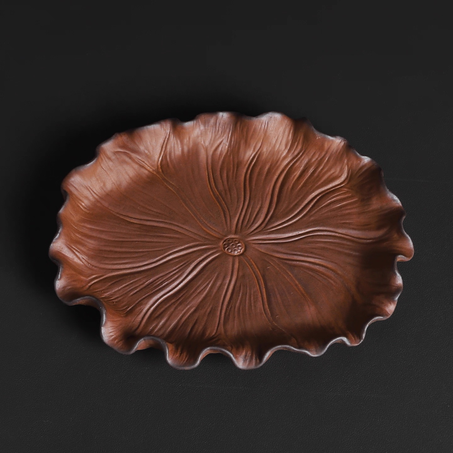 暖小瓷原矿粗陶荷叶茶盘一壶二杯小托盘