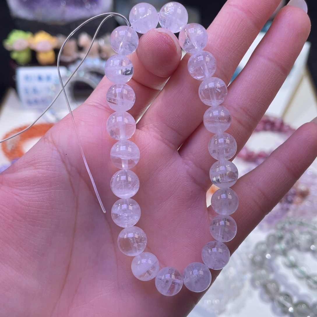 未镶嵌手链水晶千层白幽灵9mm