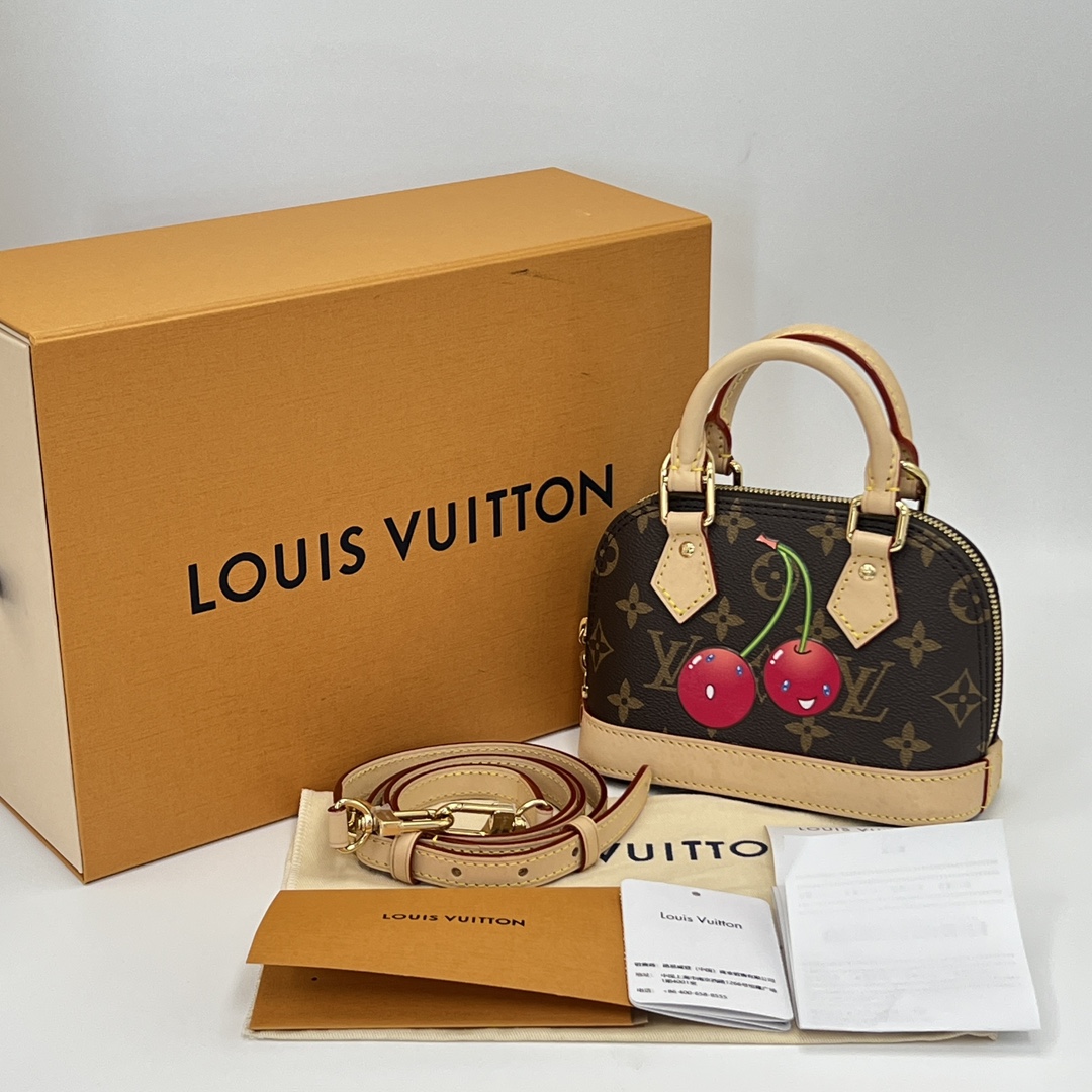 95新 LouisVuitton/路易威登 老花樱桃贝壳ALMANano单肩包08855