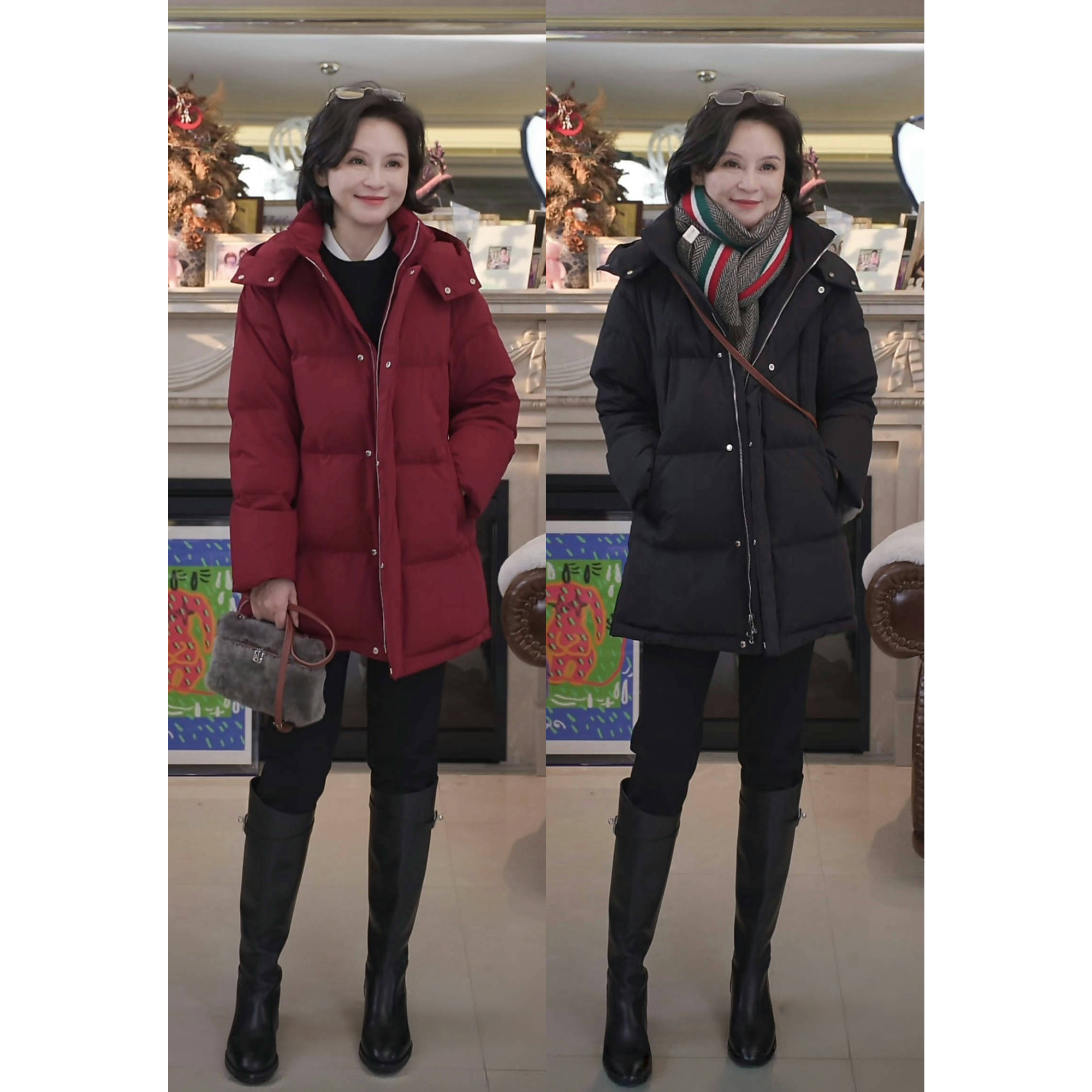 我是摩羯 耀眼女主 90白鹅绒泡芙蓬松保暖可拆卸帽子冬羽绒服