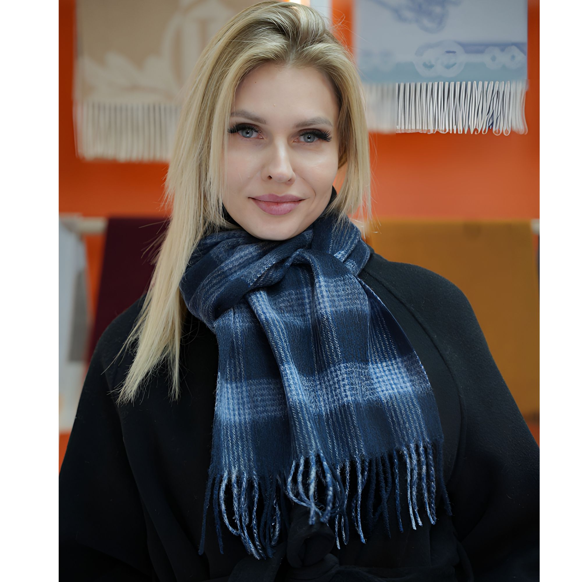 【藏青小格】澳洲100纯羊毛格子围巾秋冬韩版百搭情侣保暖围脖披肩