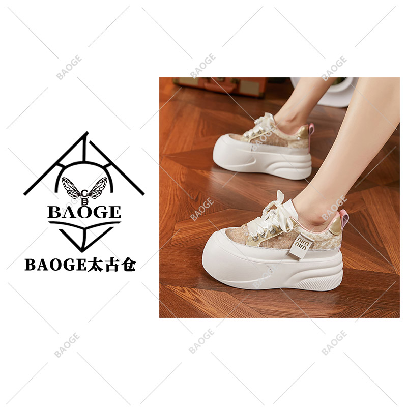 小白鞋女2025新款夏季百搭镂空网面鞋松糕厚底休闲板鞋内增高女鞋