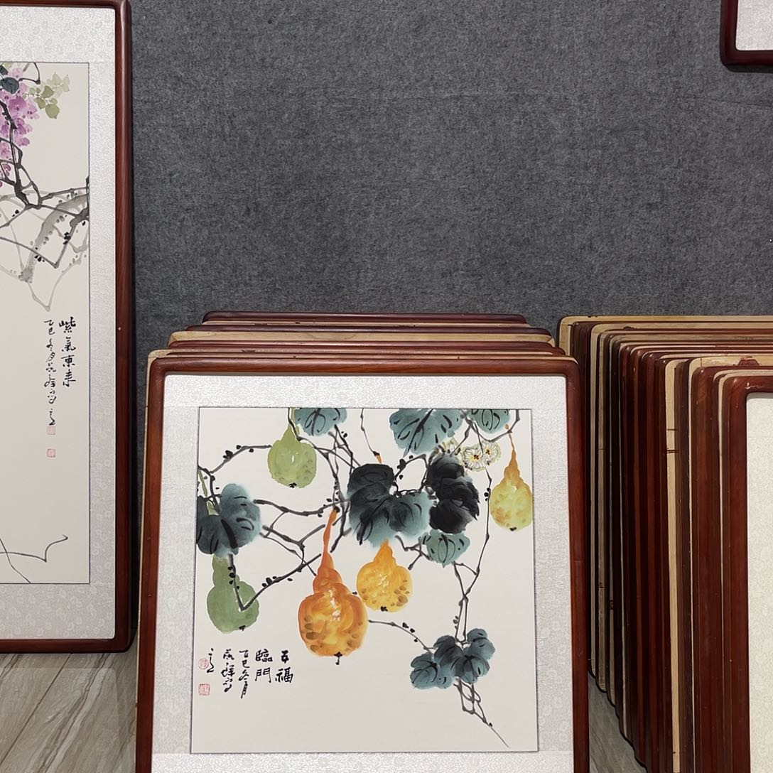 国画书画作品带框63×63