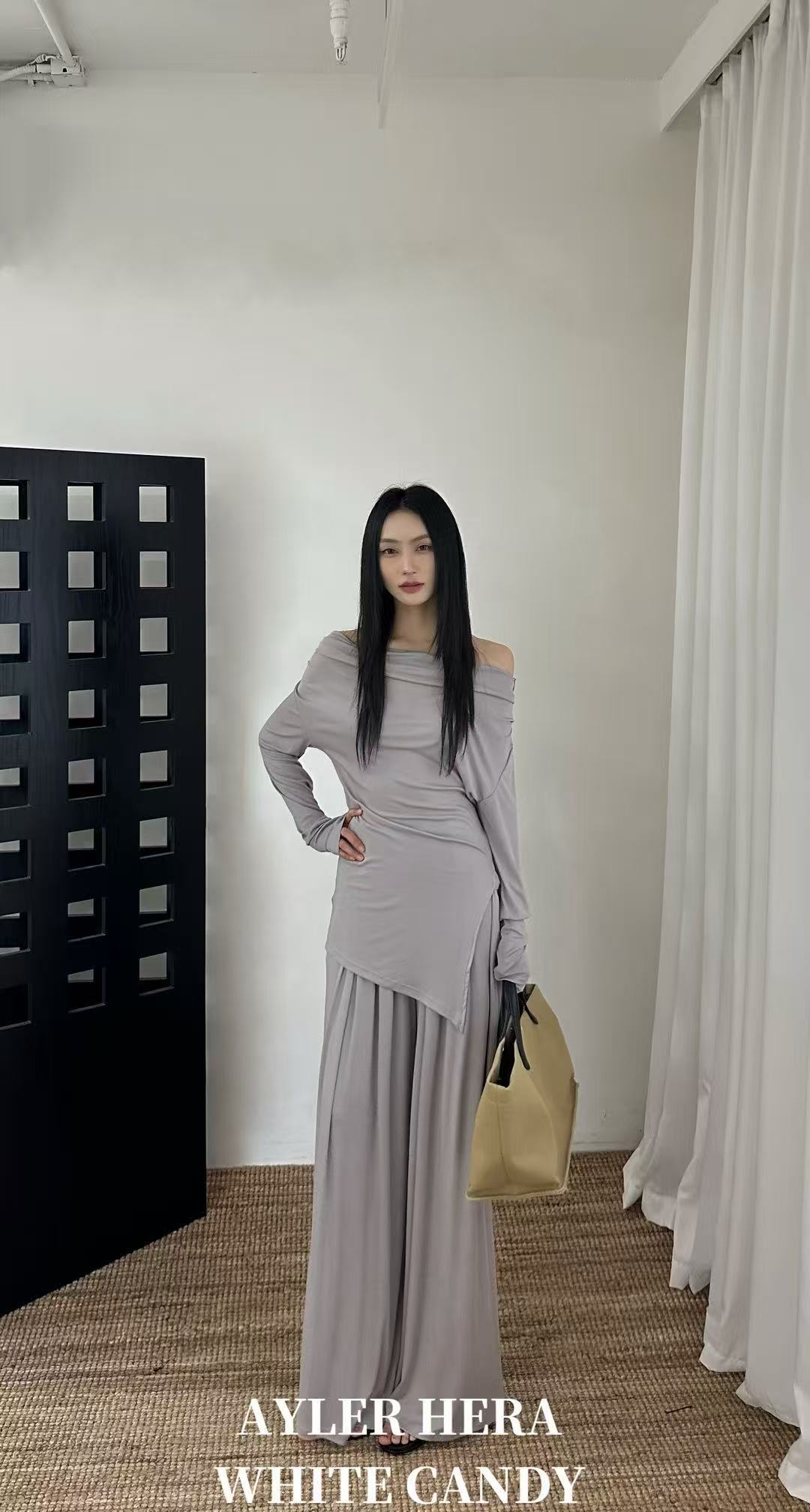 赫拉（9121-1 #库）拖地垂感百搭阔腿裤