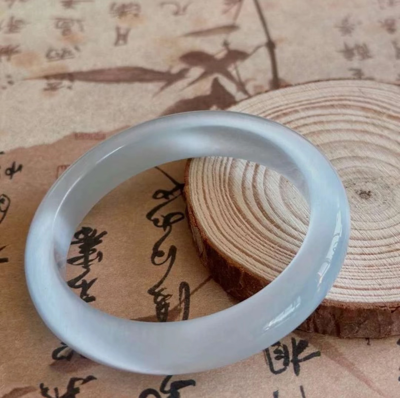 天然辰砂天然辰砂玉承妃色精美文玩手镯DL-0016