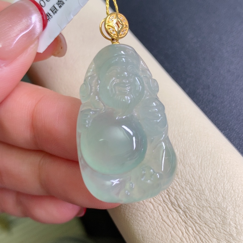 【闪购商品】翡翠颈饰18K金镶嵌财神