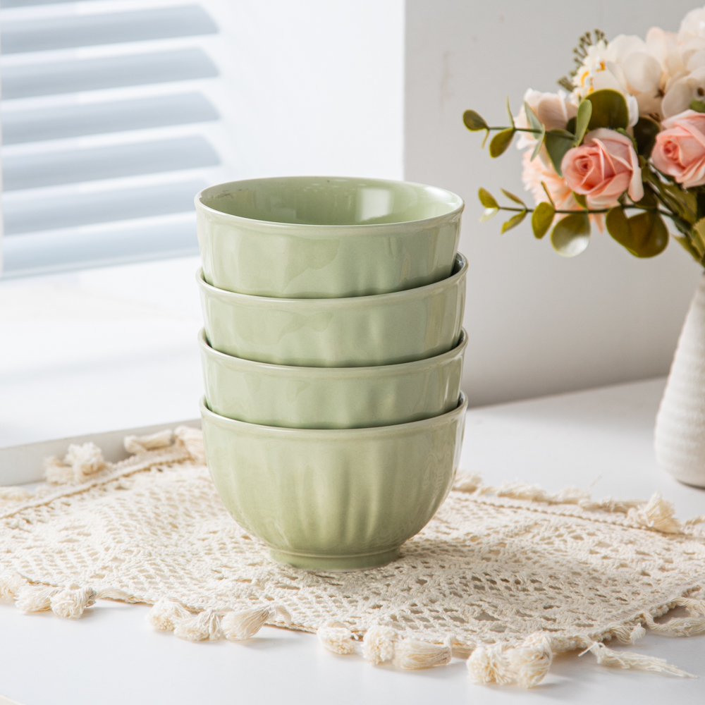 手作4.5英寸高脚碗（4个装）奶绿