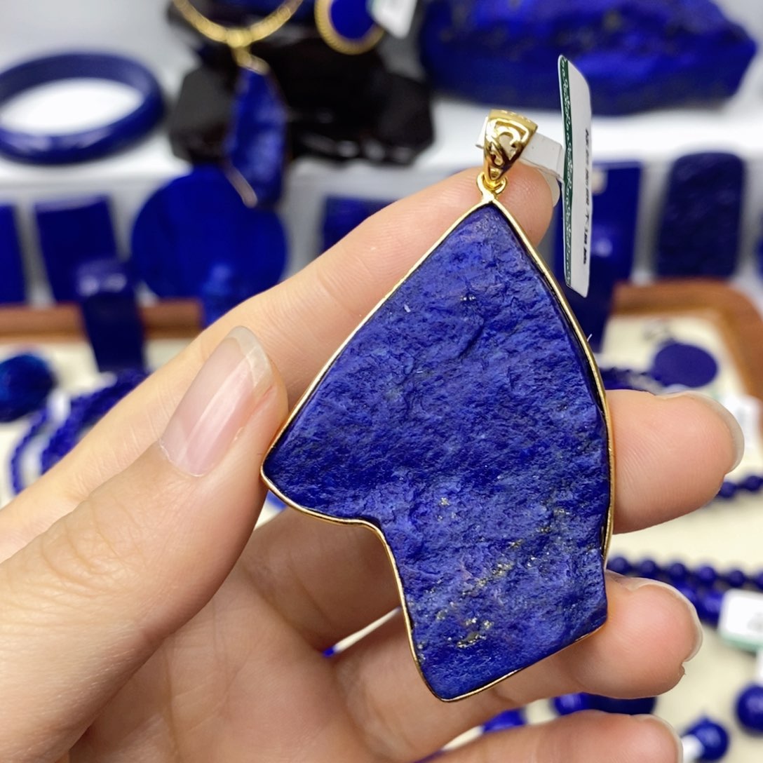 青金石颈饰银S925镀金镶嵌