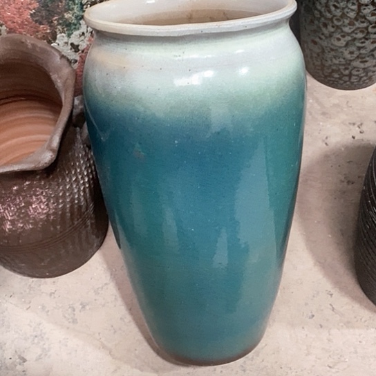 紫砂花盆口20高度41绿色