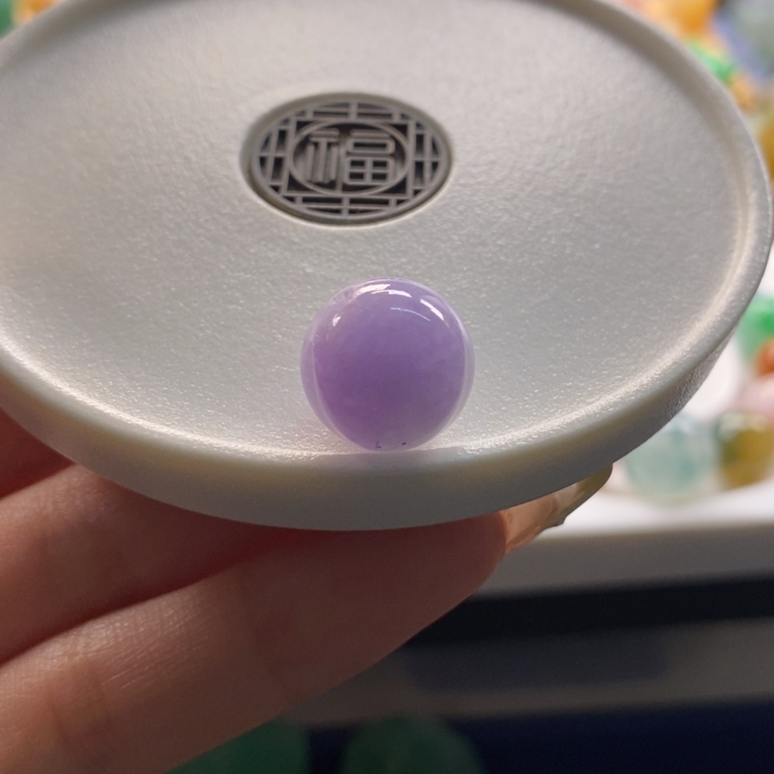 翡翠未镶嵌颈饰紫底圆珠卡13