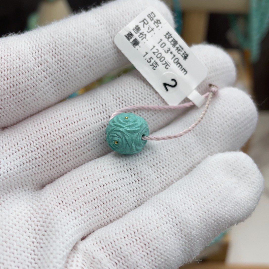 绿松石未镶嵌精品错金玫瑰花珠卡10