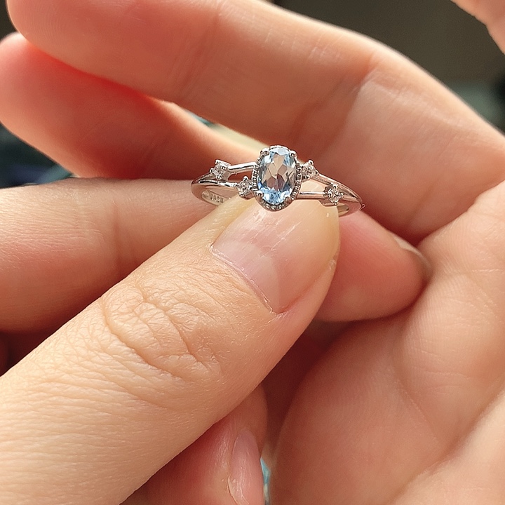 海蓝宝石戒圈银S925镶嵌