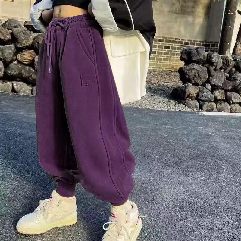 女童秋款裤子儿童中大童加绒款卫裤女宝女孩潮范宽松运动休闲裤子