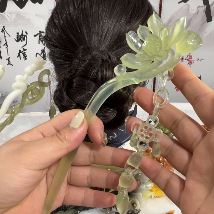 定制蛇纹石玉樱*雨毛货发饰