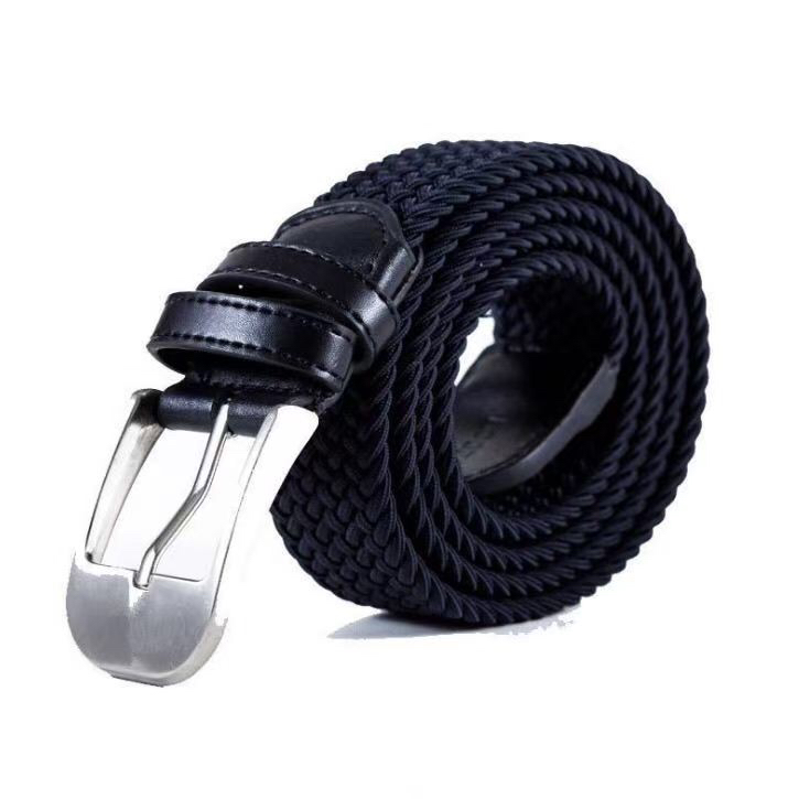 黍款男士弹力编织藏青色针扣松紧腰带休闲百搭户外适用