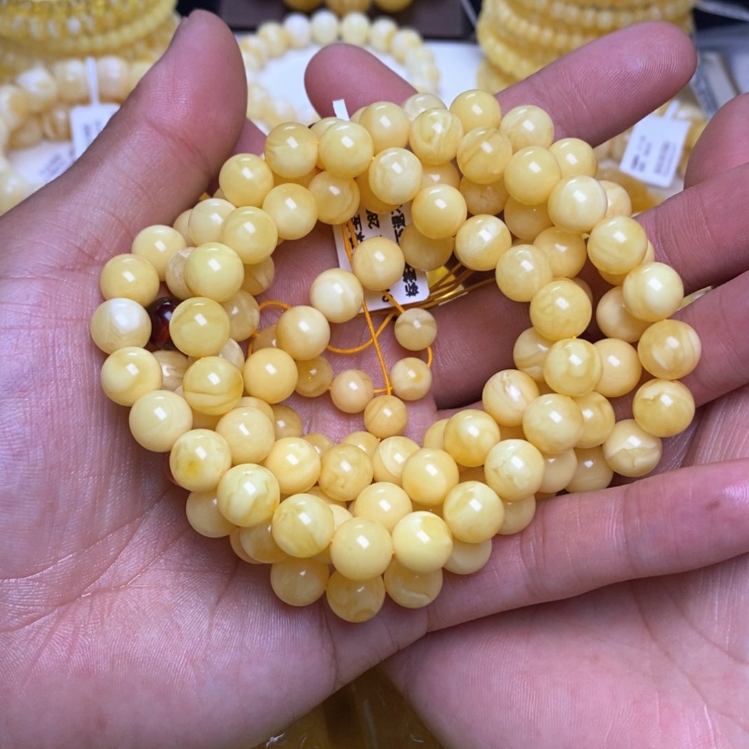 【闪购商品】蜜蜡裸石未镶嵌小****了9+圆珠108手串