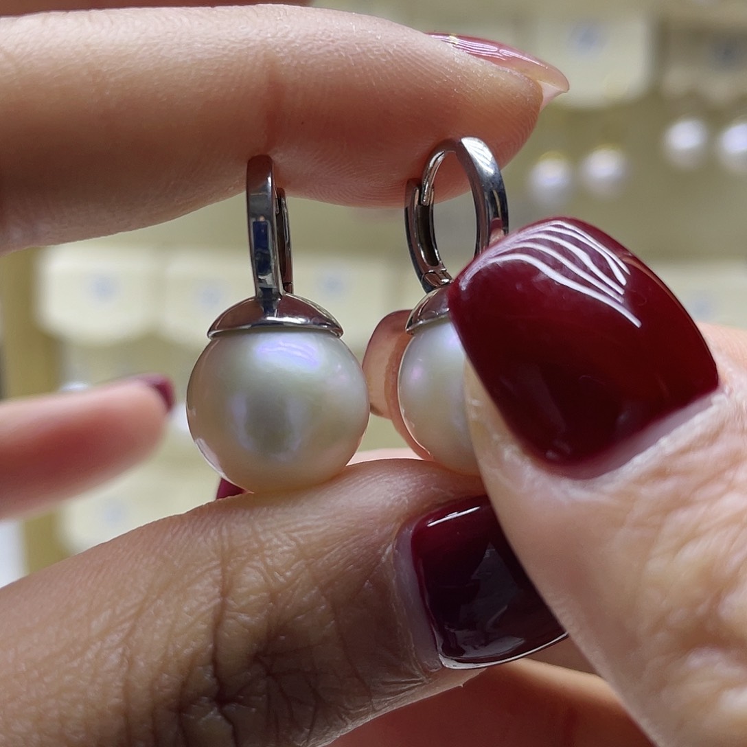 淡水珍珠耳饰银S925镶嵌