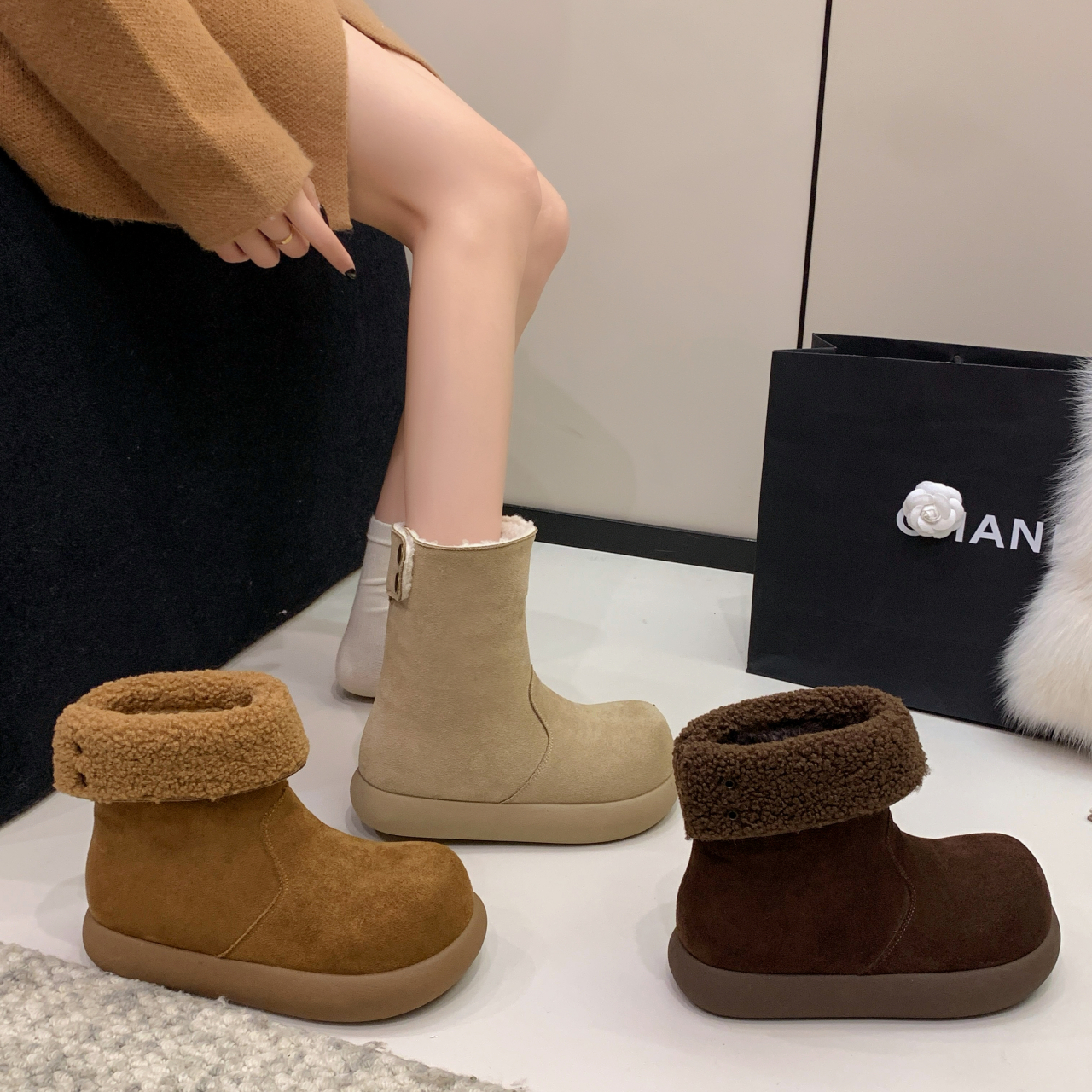 ‘’冬日小暖炉‘’芒果头冬季两穿棉靴雪地靴女2025新款加绒加厚保暖