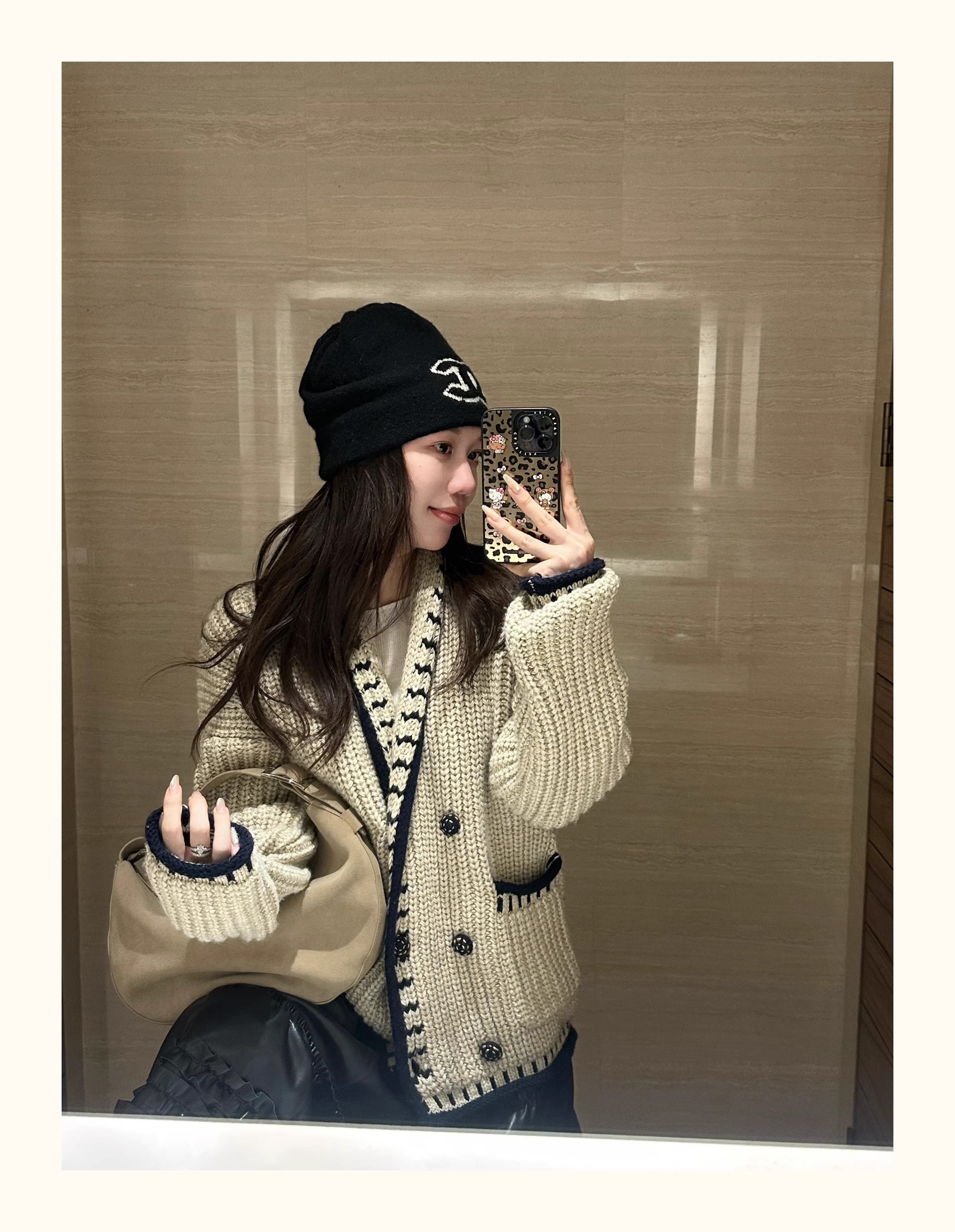 法式针织毛衣女上衣宽松慵懒风单排扣翻领长袖外套女慵开衫毛衣潮