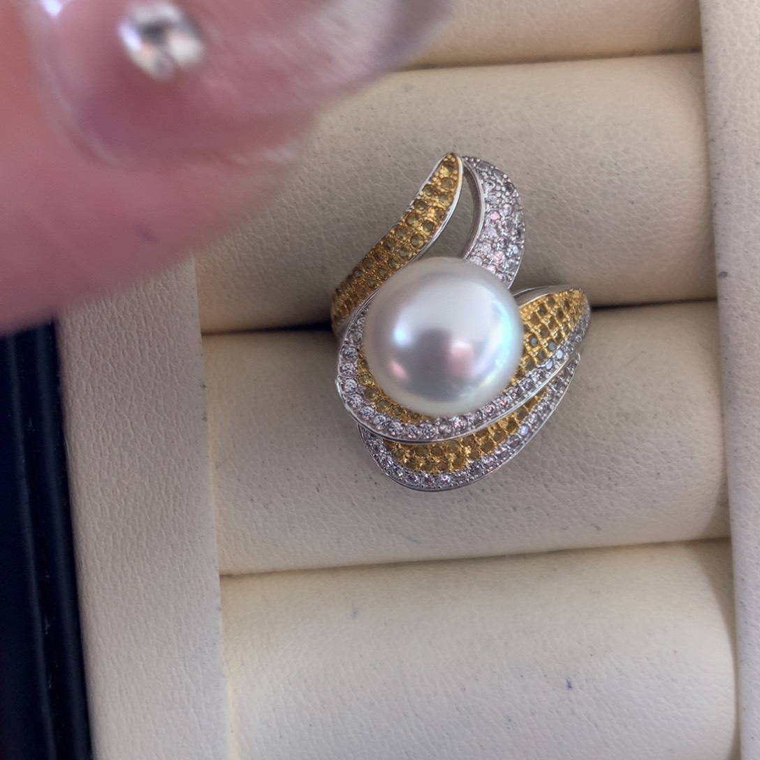 海水珍珠戒指银S925镶嵌
