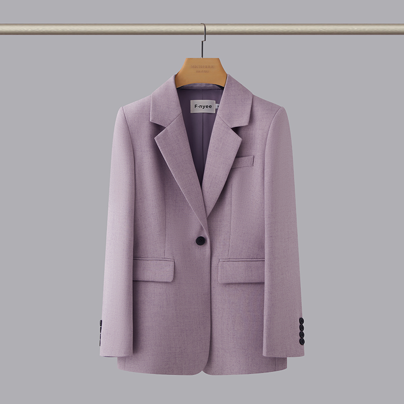 2025秋季新款香芋紫复古休闲显瘦小个子西装外套女气质通勤小西服