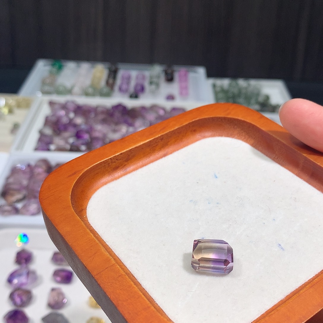 未镶嵌珠宝半成品水晶紫黄晶随行打孔定制不退换