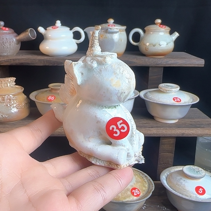 纯手拉坯手工柴烧茶宠摆件