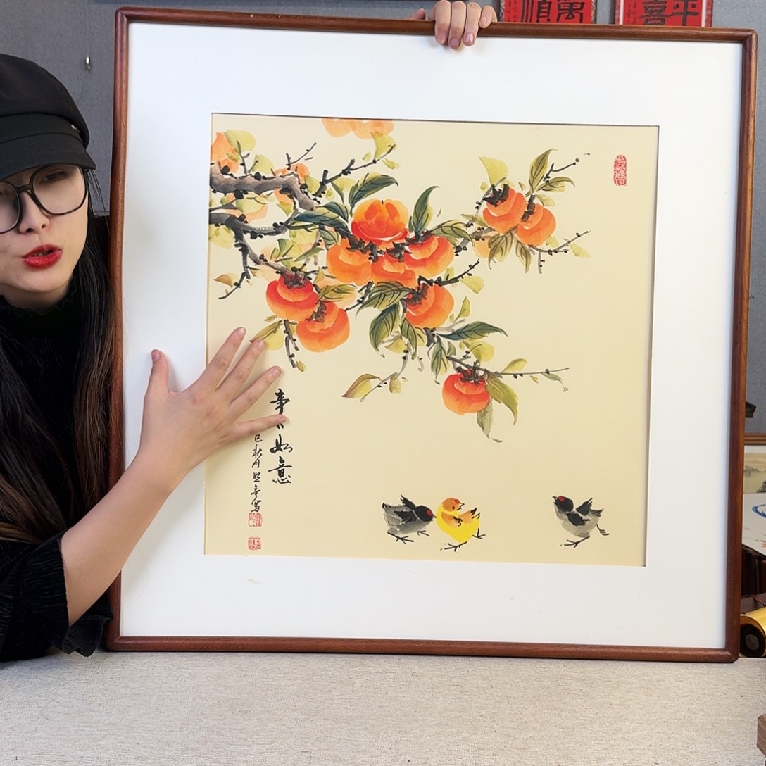 国画手绘带框尺寸：70*70