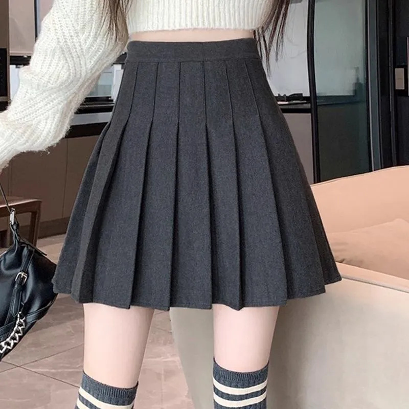 秋冬季女短裙A字高腰显瘦时尚配毛衣冬季学院风半身裙