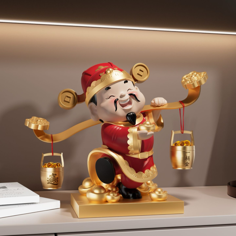 财神爷摆件家用办公室招财装饰乔迁新居店铺开业礼物