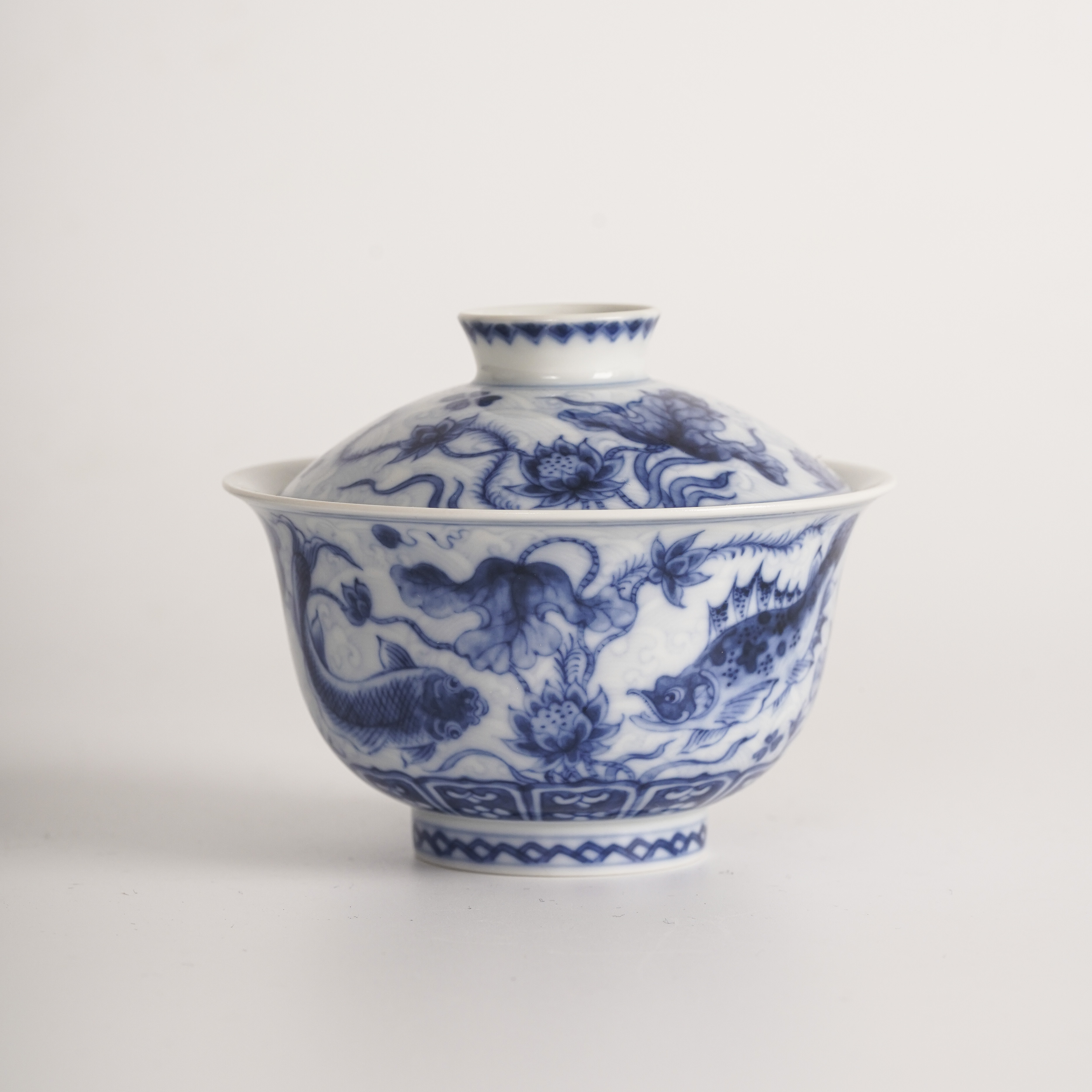 望月怀古望月怀古淡海水鱼藻内膜印盖碗