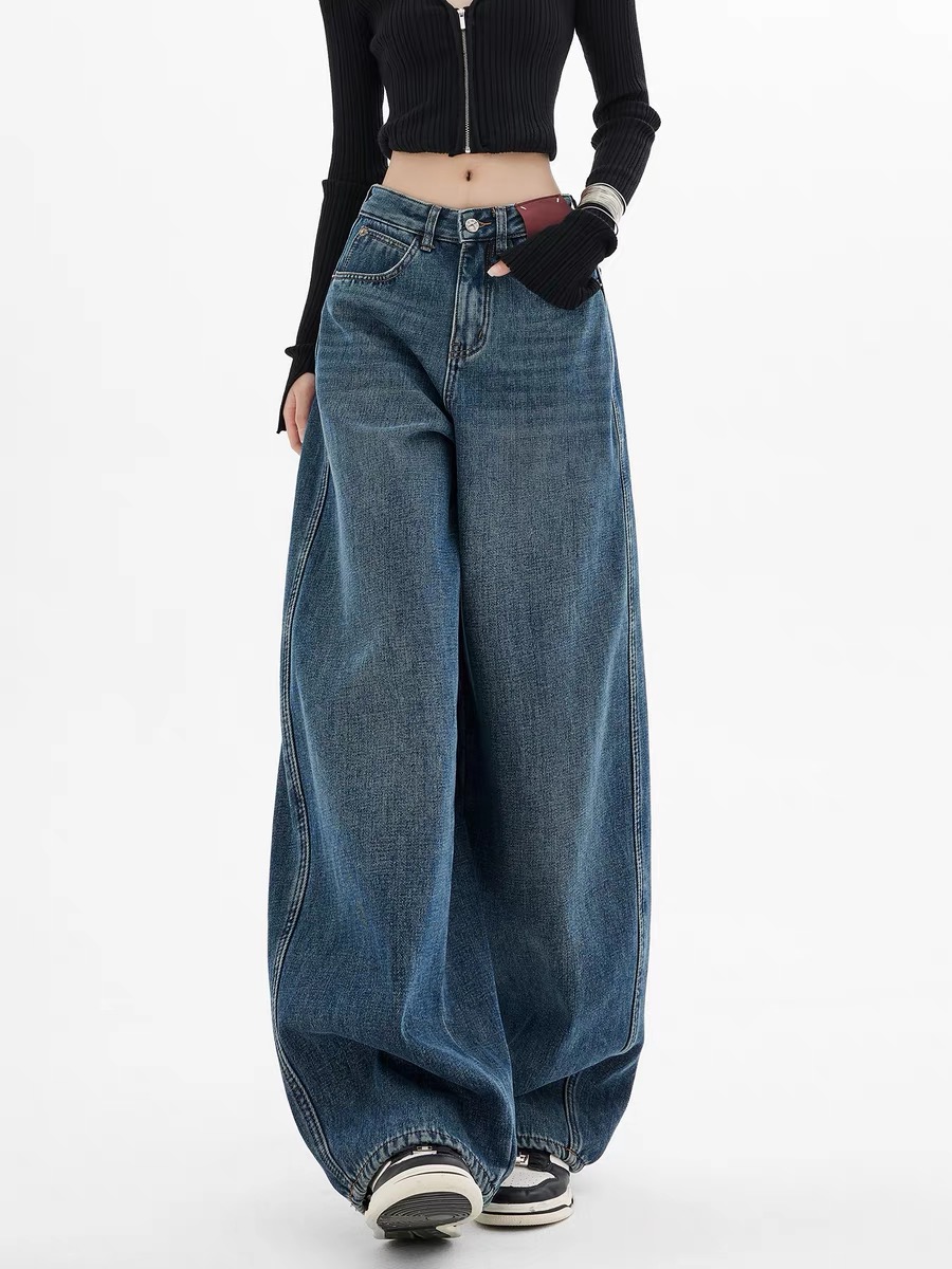 【富哆精品】【东南西北中】2025年高腰显瘦百搭休闲时尚韩版牛仔裤女