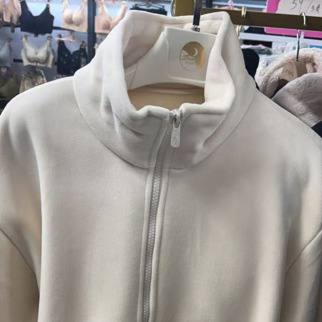 秋冬升级海豚绒立领可外穿加绒加厚休闲套装女款