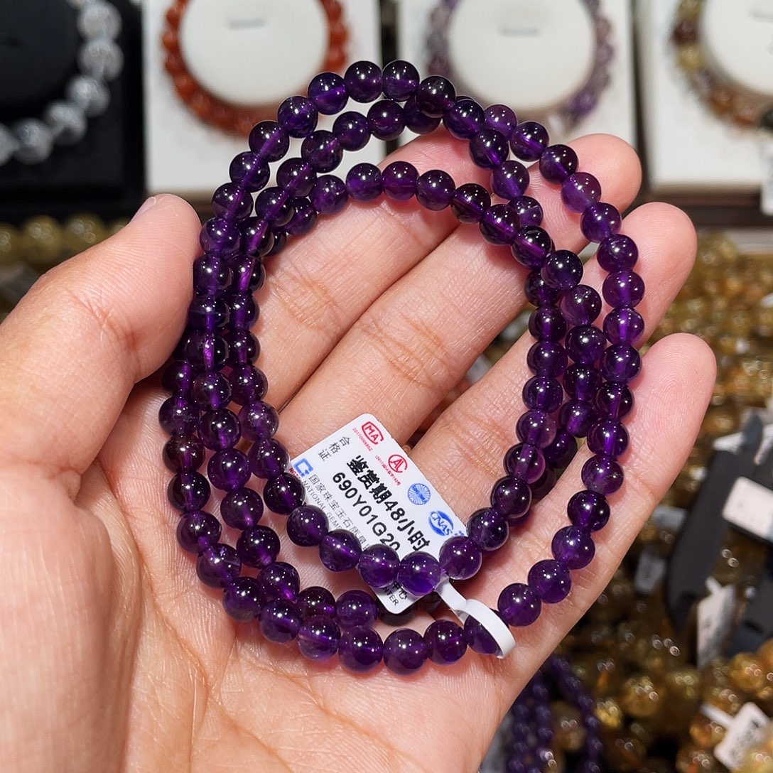 未镶嵌水晶手链多圈乌拉圭紫水晶5.8mm