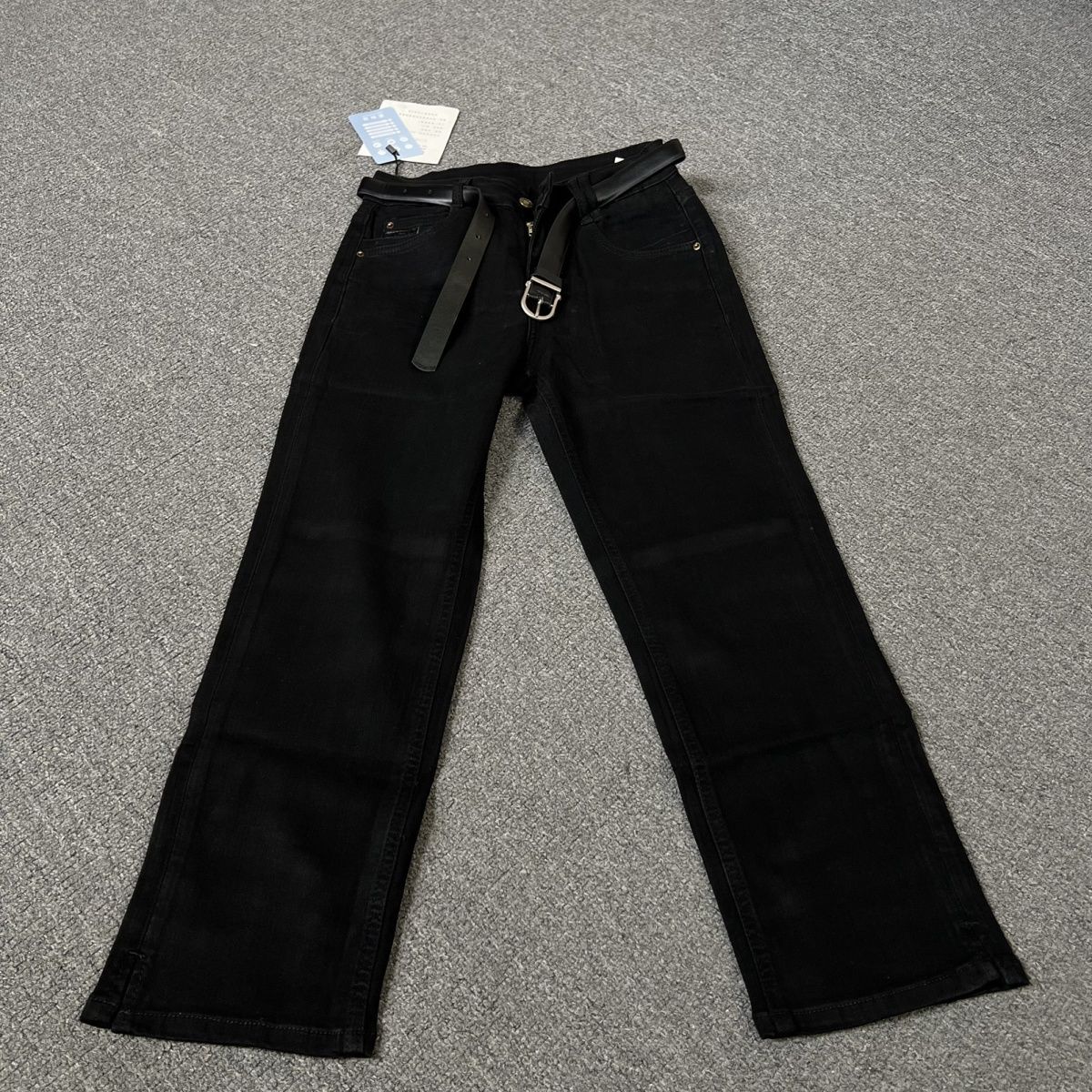 0326撤柜新款设计腰带显瘦高弹力修身牛仔裤微喇裤子