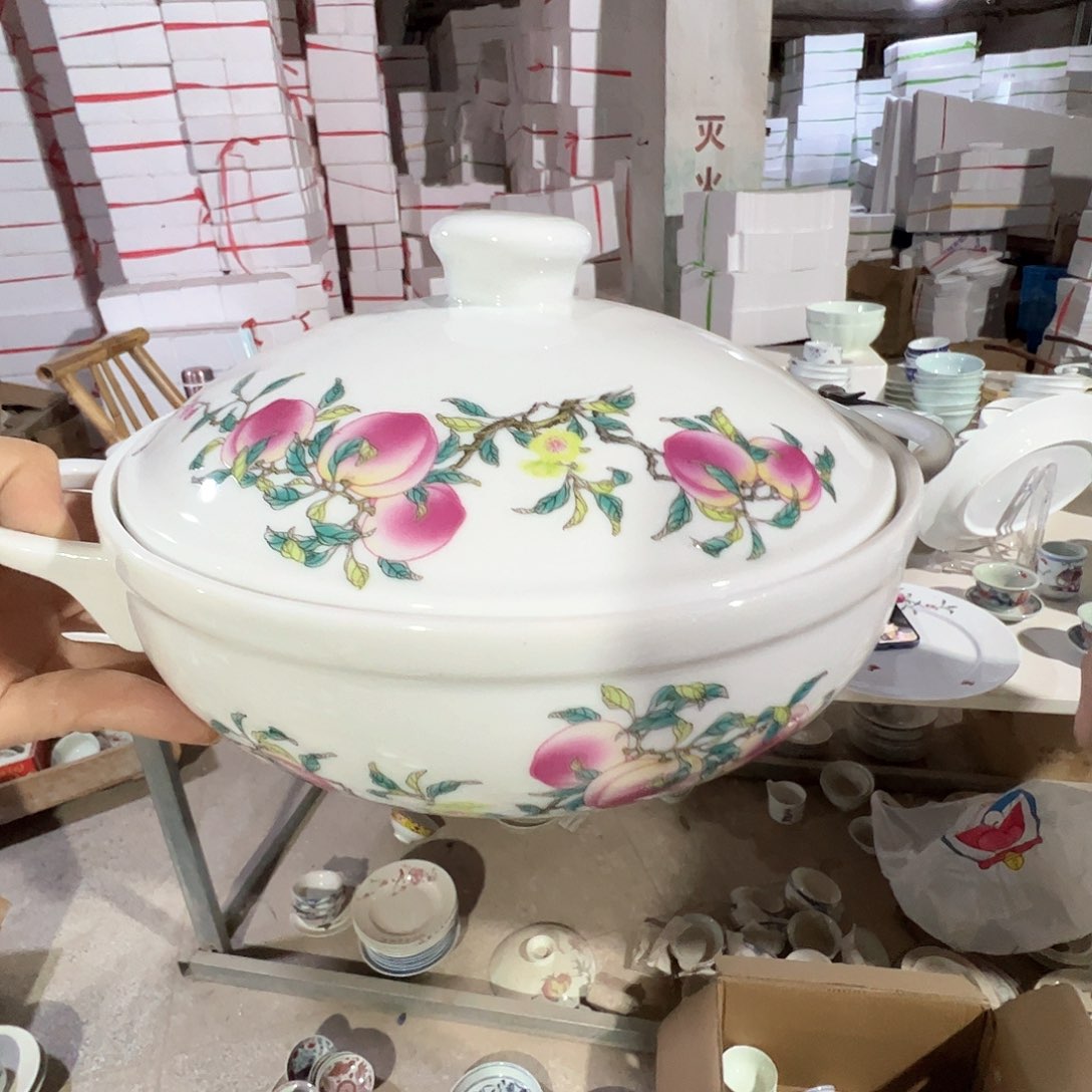 瓷景德镇高温陶瓷粉桃品锅