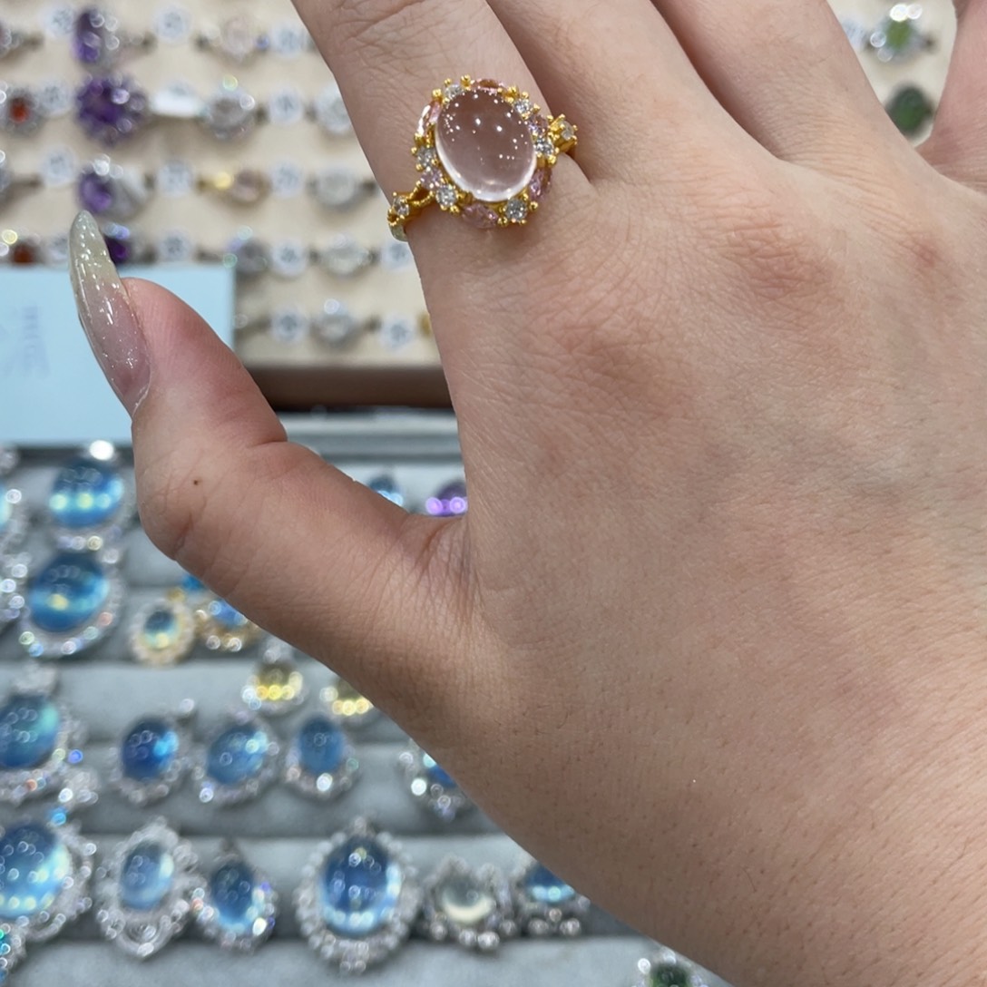 蛇纹石玉戒指吊坠项链银S925镶嵌好*