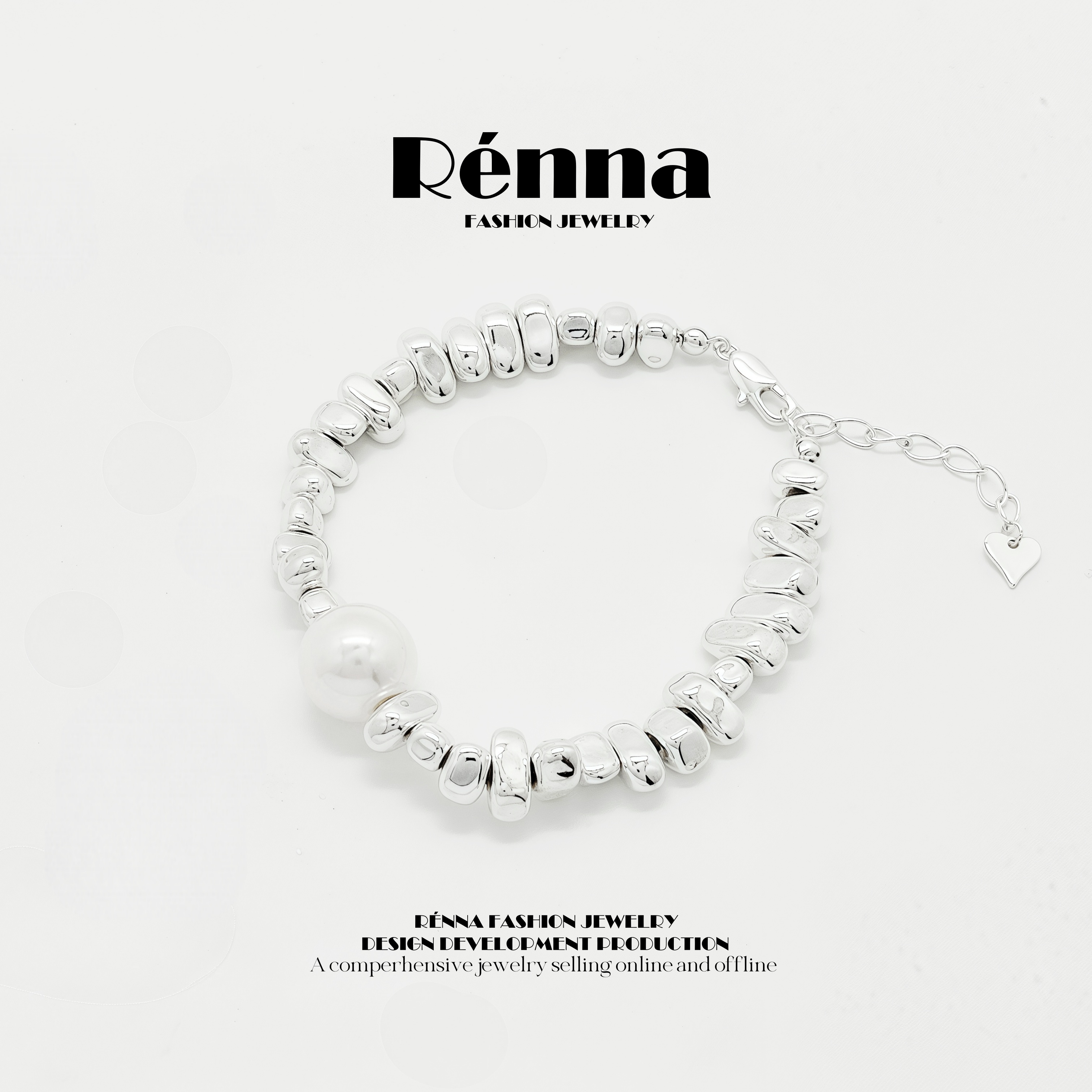 铜合金手链 轻奢欧美风白色珠珠碎银子优雅手链手串简约复古