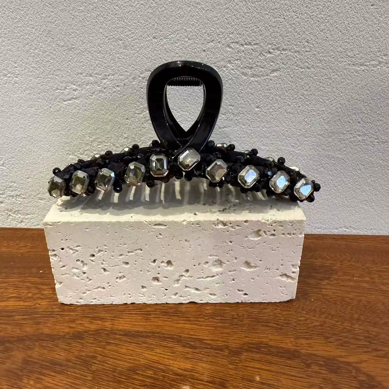 GREBUTY 6577 简约轻奢灰色钻闪13cm抓夹