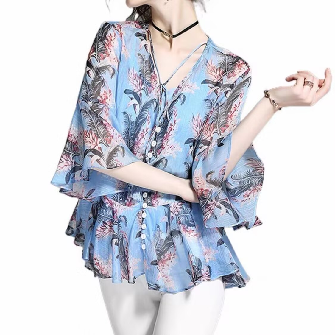 （以直播为准）2025新款防晒简约气质花色短上衣