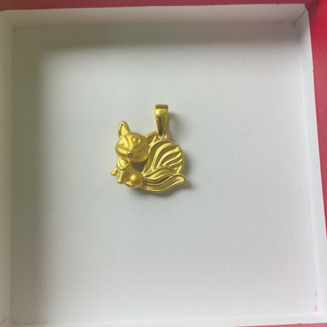 狐狸素款黄金足金999吊坠