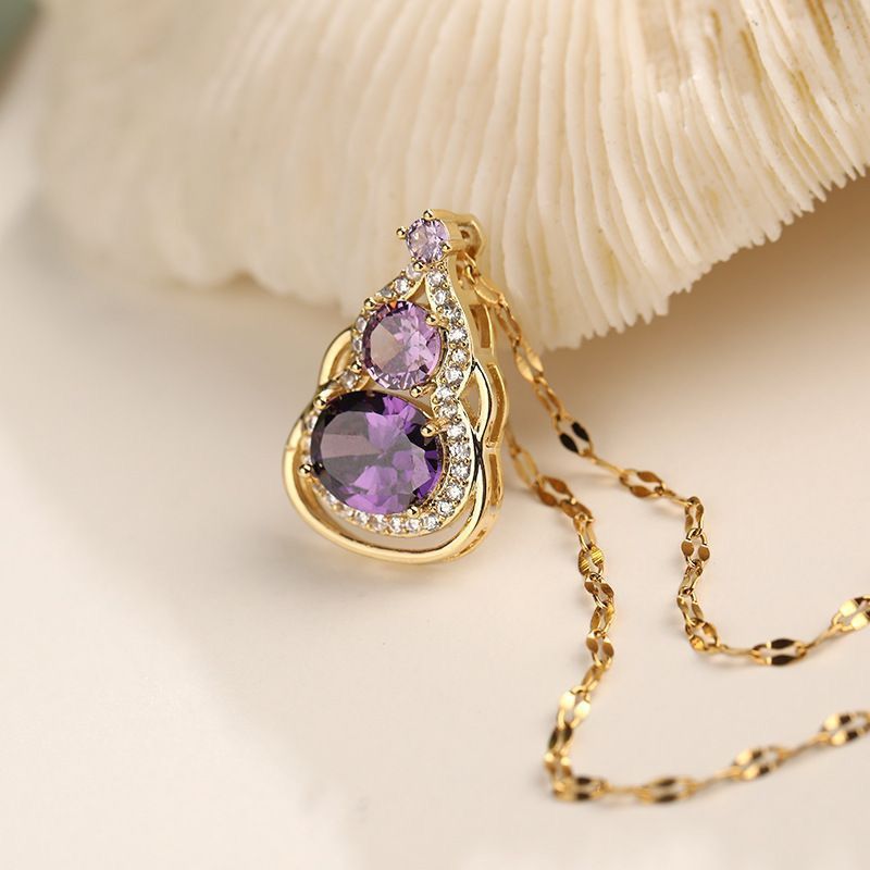 招财紫葫芦吊坠欧美风锁骨链高级感项链ZD0591