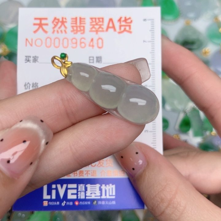 翡翠18K金镶嵌颈饰豆子