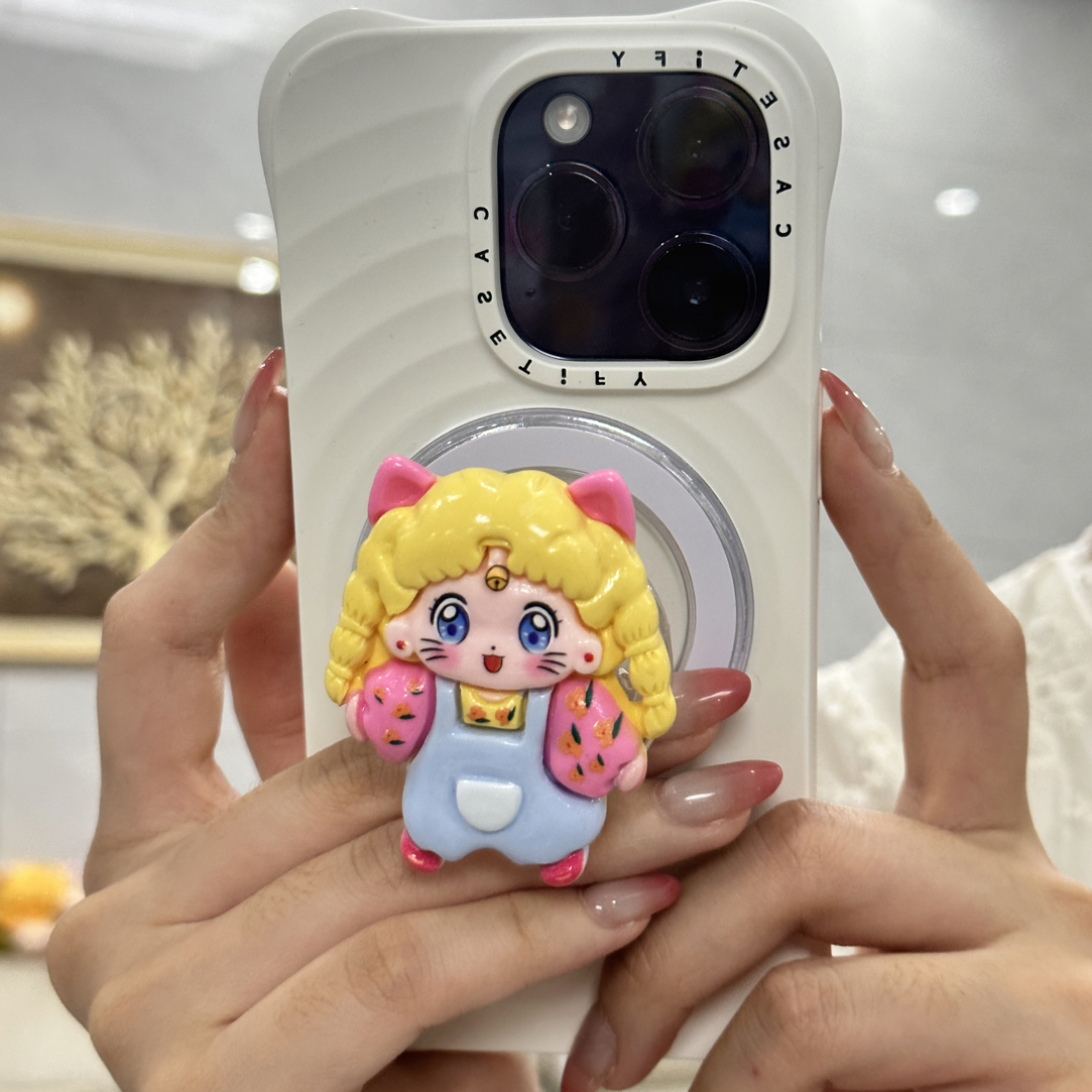 水冰月美少女3D立体磁吸气囊手机支架可伸缩可爱卡通创意360°旋转