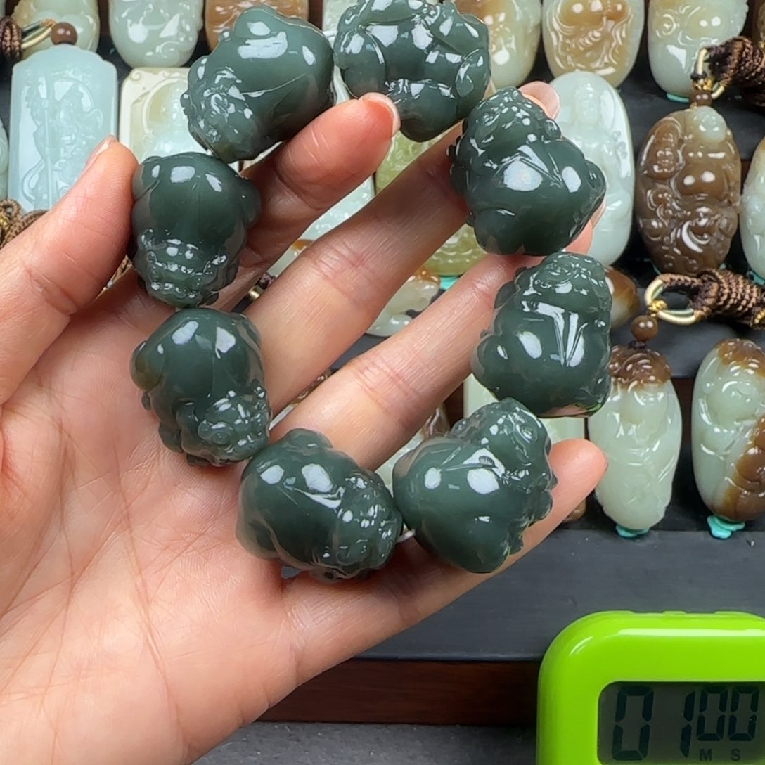 轮***回和田玉未镶嵌手链