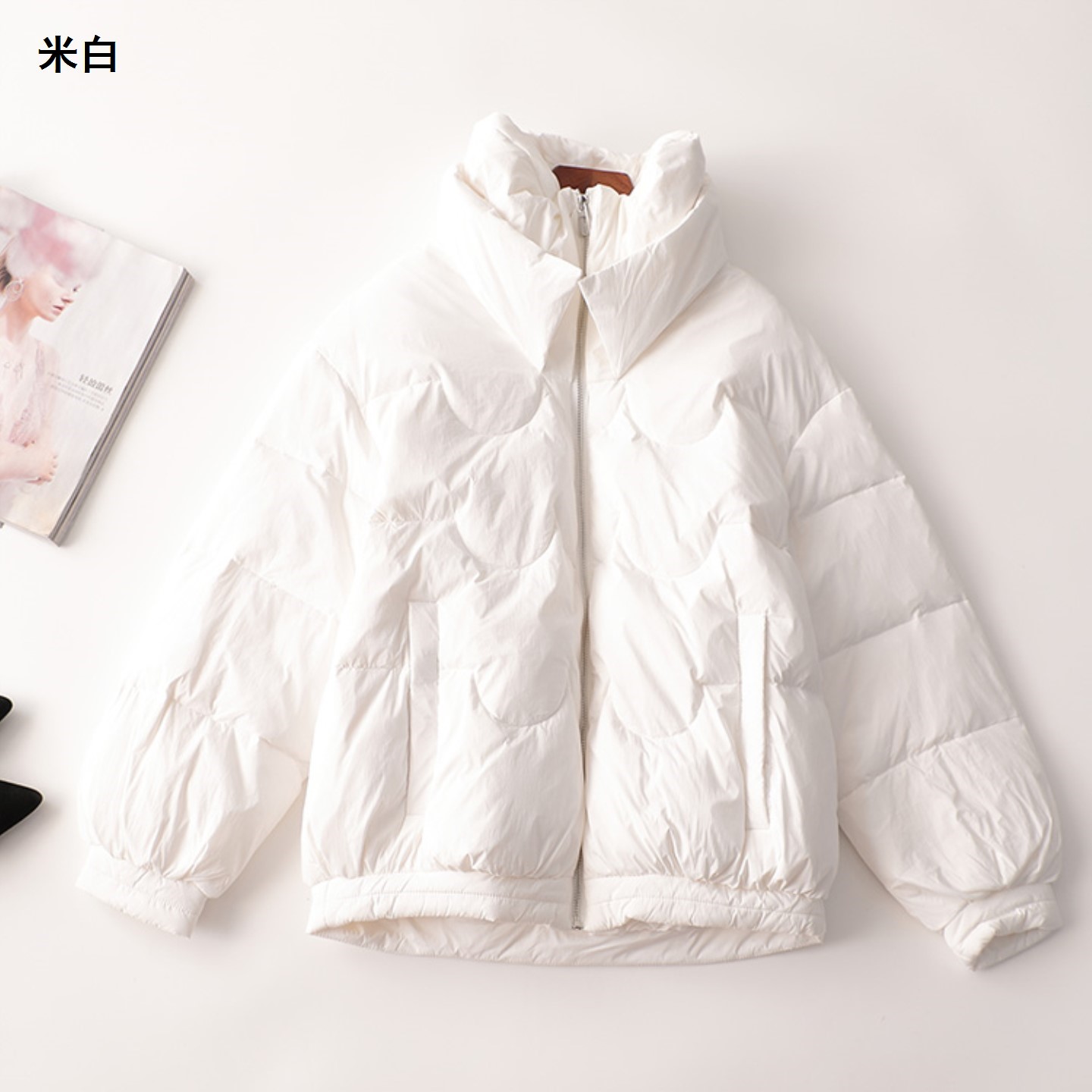 244618冬中长款长袖翻领羽绒服短款