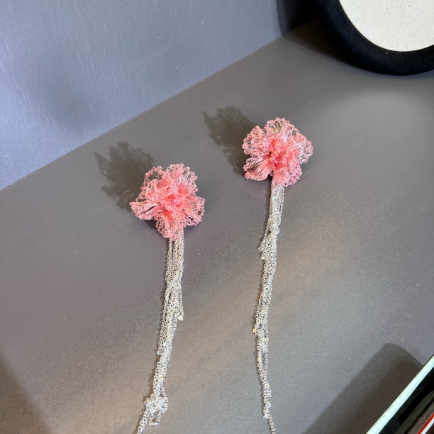 铜合金耳饰 西子家莫奈绣球繁花钩针款流苏耳环设计气质高级感