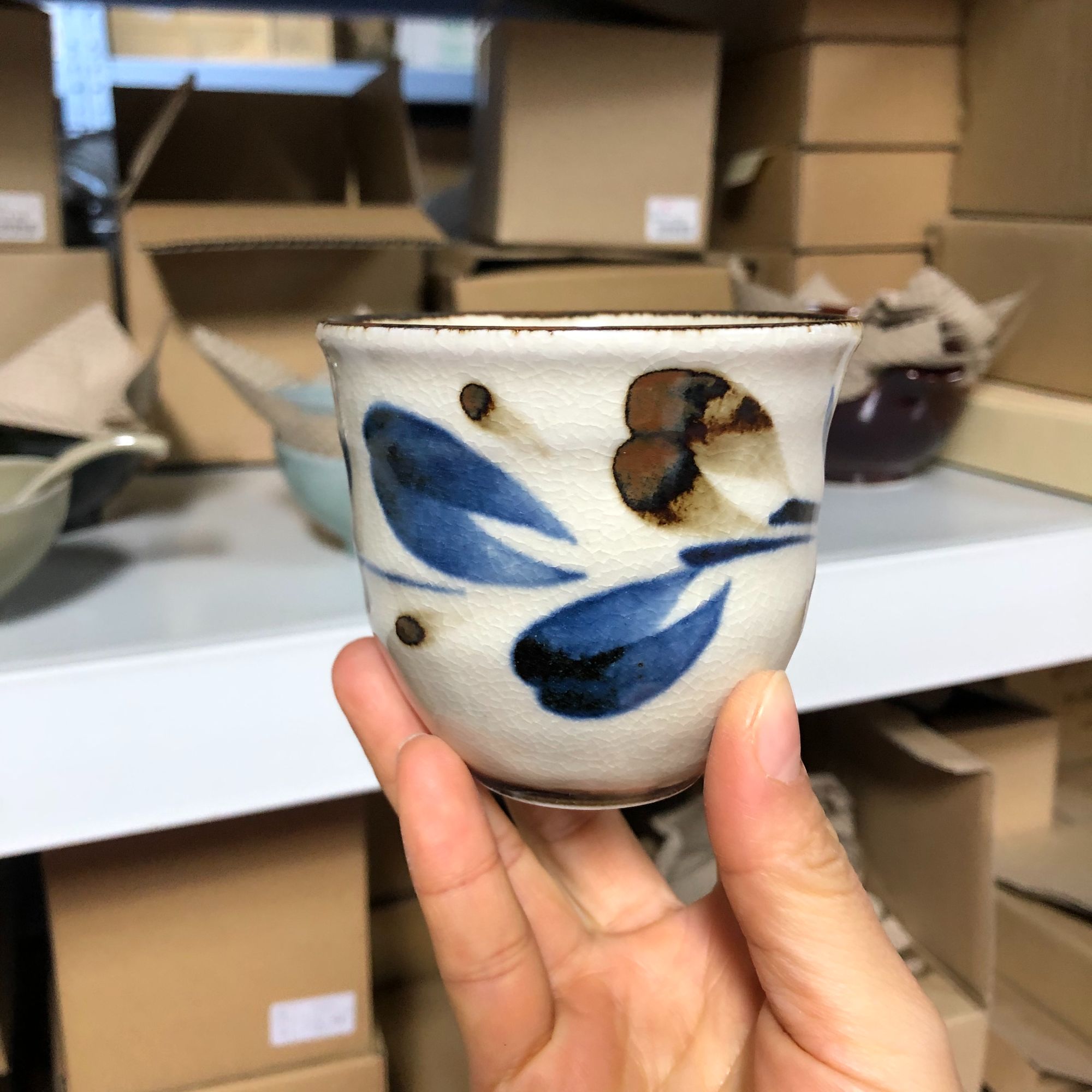 日本原装进口美浓烧民彩系列手握杯茶杯喝水杯子猪口杯水杯